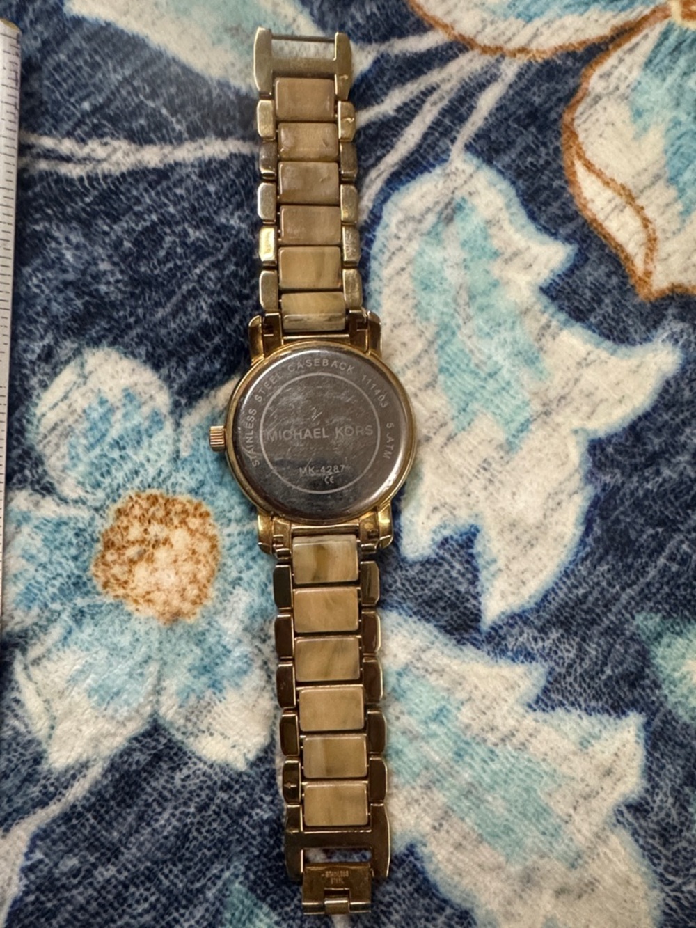 Michael Kors Gold and Ivory MK Logo Bracelet Watch - Picture 4 of 8